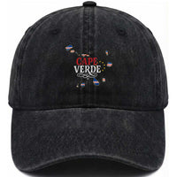 Cabo Verde Islands Flag Map Washed Cotton Baseball Cap Cape Verde Vintage Pride