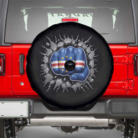Cape Verde Flag Fist Power Stone Wall Break Graphic Spare Tire Cover Cabo Verde Strong Roots National Pride