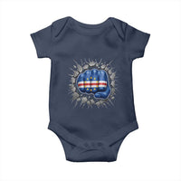 Cape Verde Flag Fist Power Stone Wall Break Graphic Baby Onesie Cabo Verde Strong Roots National Pride