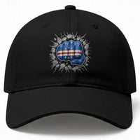 Cape Verde Flag Fist Power Stone Wall Break Graphic Baseball Cap Cabo Verde Strong Roots National Pride
