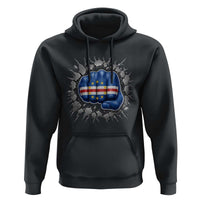 Cape Verde Flag Fist Power Stone Wall Break Graphic Hoodie Cabo Verde Strong Roots National Pride