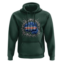 Cape Verde Flag Fist Power Stone Wall Break Graphic Hoodie Cabo Verde Strong Roots National Pride