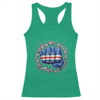 Cape Verde Flag Fist Power Stone Wall Break Graphic Racerback Tank Top Cabo Verde Strong Roots National Pride