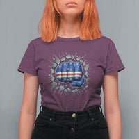 Cape Verde Flag Fist Power Stone Wall Break Graphic T Shirt For Women Cabo Verde Strong Roots National Pride