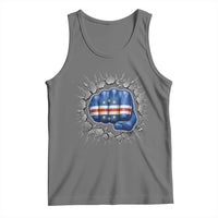 Cape Verde Flag Fist Power Stone Wall Break Graphic Tank Top Cabo Verde Strong Roots National Pride