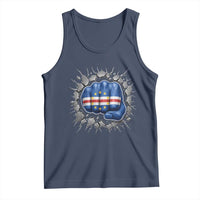 Cape Verde Flag Fist Power Stone Wall Break Graphic Tank Top Cabo Verde Strong Roots National Pride