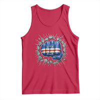 Cape Verde Flag Fist Power Stone Wall Break Graphic Tank Top Cabo Verde Strong Roots National Pride