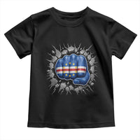 Cape Verde Flag Fist Power Stone Wall Break Graphic Toddler T Shirt Cabo Verde Strong Roots National Pride