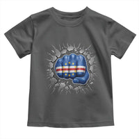 Cape Verde Flag Fist Power Stone Wall Break Graphic Toddler T Shirt Cabo Verde Strong Roots National Pride