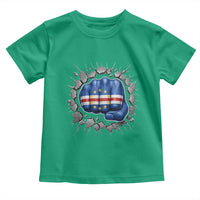 Cape Verde Flag Fist Power Stone Wall Break Graphic Toddler T Shirt Cabo Verde Strong Roots National Pride