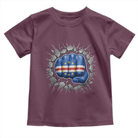 Cape Verde Flag Fist Power Stone Wall Break Graphic Toddler T Shirt Cabo Verde Strong Roots National Pride