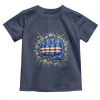 Cape Verde Flag Fist Power Stone Wall Break Graphic Toddler T Shirt Cabo Verde Strong Roots National Pride