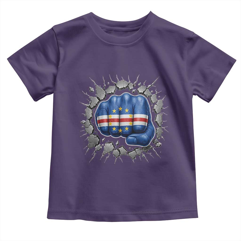Cape Verde Flag Fist Power Stone Wall Break Graphic Toddler T Shirt Cabo Verde Strong Roots National Pride