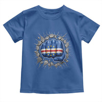 Cape Verde Flag Fist Power Stone Wall Break Graphic Toddler T Shirt Cabo Verde Strong Roots National Pride