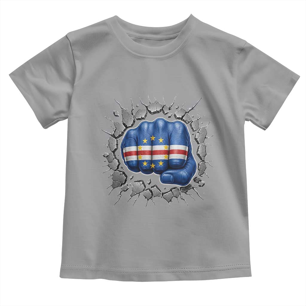 Cape Verde Flag Fist Power Stone Wall Break Graphic Toddler T Shirt Cabo Verde Strong Roots National Pride