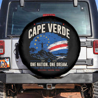 Cape Verde Small Islands Big Hearts Pride Spare Tire Cover Cabo Verde One Nation One Dream Distressed Flag