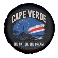 Cape Verde Small Islands Big Hearts Pride Spare Tire Cover Cabo Verde One Nation One Dream Distressed Flag