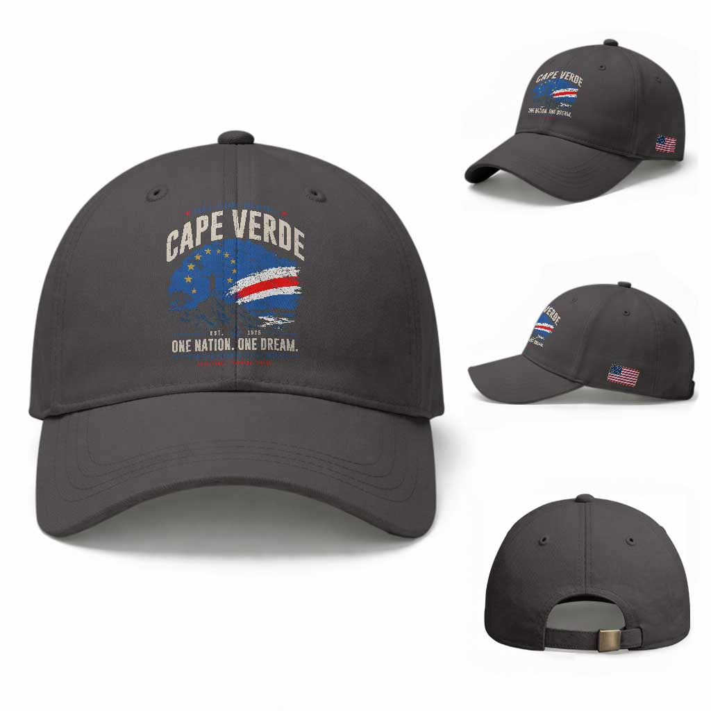 Cape Verde Small Islands Big Hearts Pride Baseball Cap Cabo Verde One Nation One Dream Distressed Flag