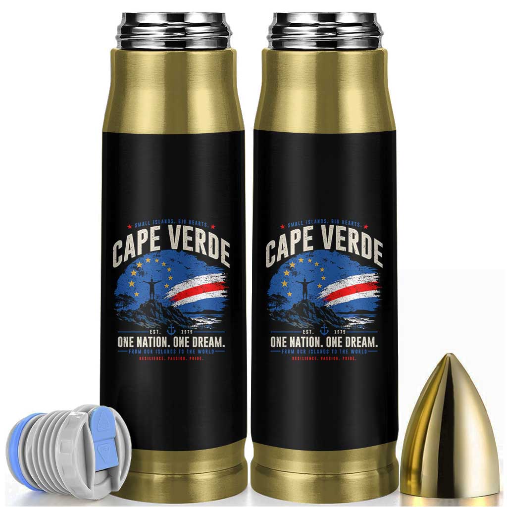 Cape Verde Small Islands Big Hearts Pride Bullet Tumbler Cabo Verde One Nation One Dream Distressed Flag