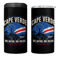 Cape Verde Small Islands Big Hearts Pride 4 in 1 Can Cooler Tumbler Cabo Verde One Nation One Dream Distressed Flag