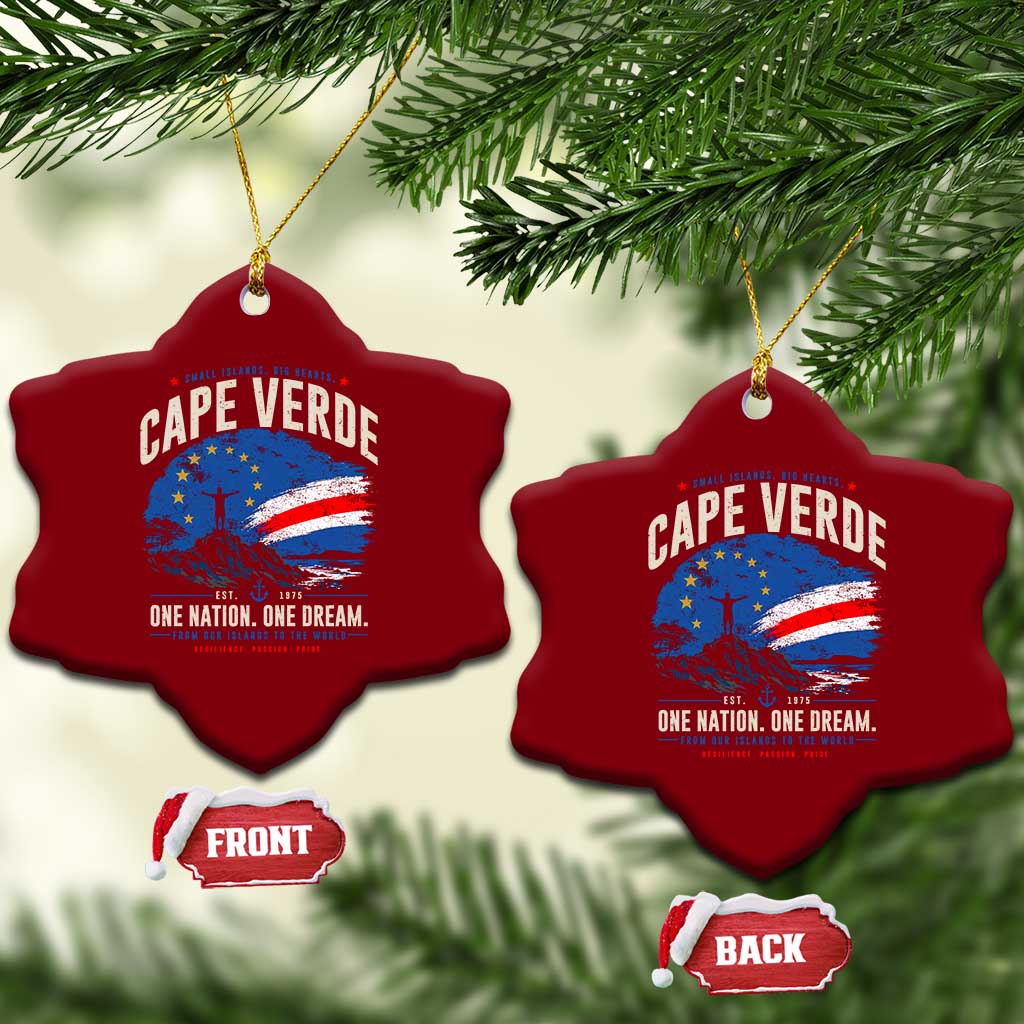 Cape Verde Small Islands Big Hearts Pride Ceramic Ornament Cabo Verde One Nation One Dream Distressed Flag