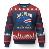 Cape Verde Small Islands Big Hearts Pride Ugly Christmas Sweater Cabo Verde One Nation One Dream Distressed Flag