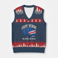 Cape Verde Small Islands Big Hearts Pride V-Neck Knit Sweater Vest Cabo Verde One Nation One Dream Distressed Flag