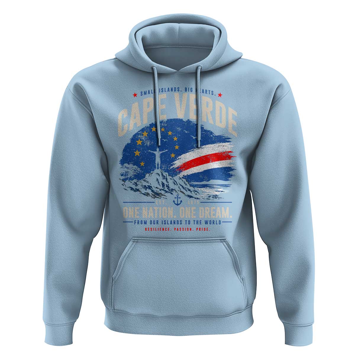 Cape Verde Small Islands Big Hearts Pride Hoodie Cabo Verde One Nation One Dream Distressed Flag