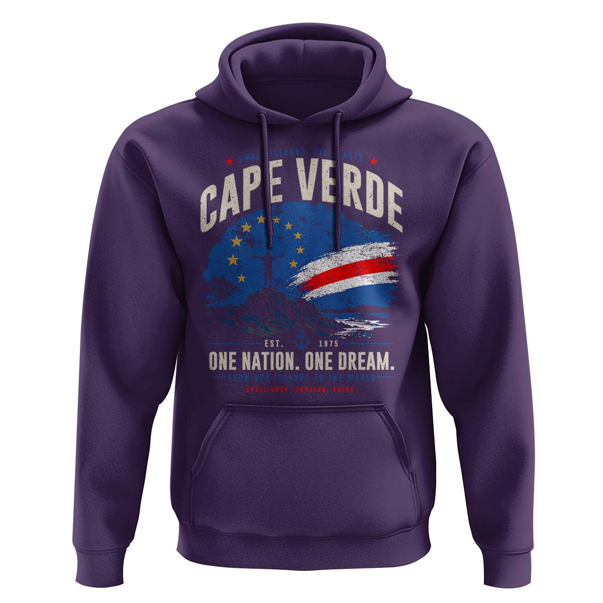 Cape Verde Small Islands Big Hearts Pride Hoodie Cabo Verde One Nation One Dream Distressed Flag