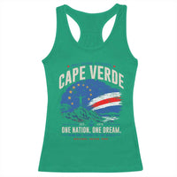 Cape Verde Small Islands Big Hearts Pride Racerback Tank Top Cabo Verde One Nation One Dream Distressed Flag
