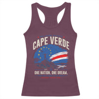 Cape Verde Small Islands Big Hearts Pride Racerback Tank Top Cabo Verde One Nation One Dream Distressed Flag