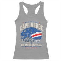 Cape Verde Small Islands Big Hearts Pride Racerback Tank Top Cabo Verde One Nation One Dream Distressed Flag