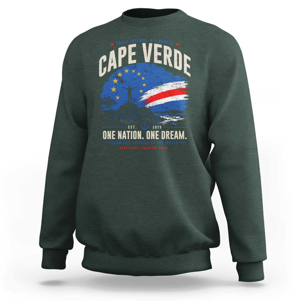 Cape Verde Small Islands Big Hearts Pride Sweatshirt Cabo Verde One Nation One Dream Distressed Flag