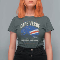 Cape Verde Small Islands Big Hearts Pride T Shirt For Women Cabo Verde One Nation One Dream Distressed Flag