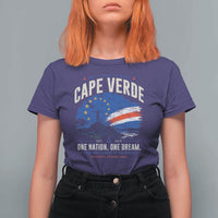 Cape Verde Small Islands Big Hearts Pride T Shirt For Women Cabo Verde One Nation One Dream Distressed Flag