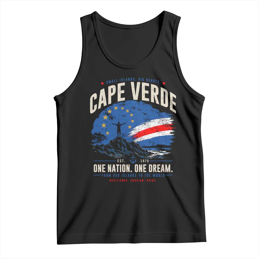 Cape Verde Small Islands Big Hearts Pride Tank Top Cabo Verde One Nation One Dream Distressed Flag