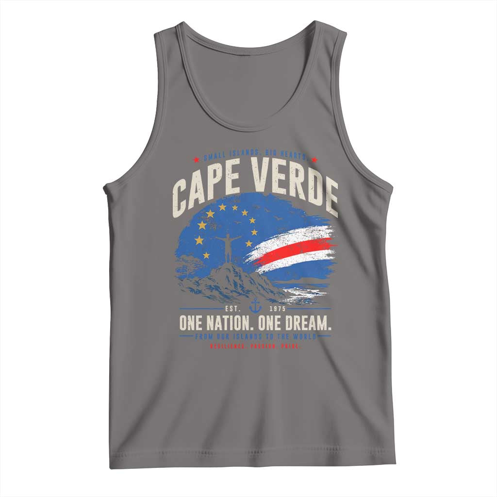 Cape Verde Small Islands Big Hearts Pride Tank Top Cabo Verde One Nation One Dream Distressed Flag