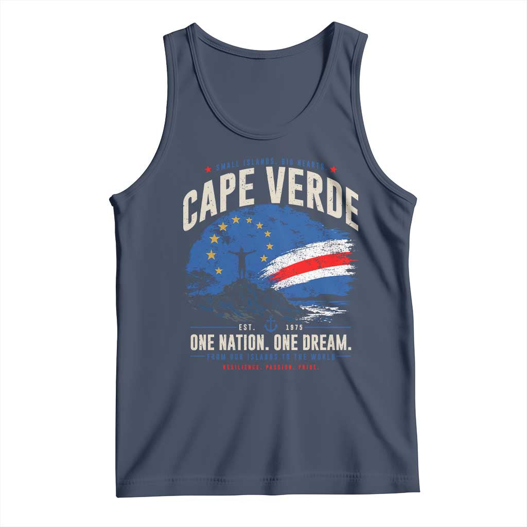 Cape Verde Small Islands Big Hearts Pride Tank Top Cabo Verde One Nation One Dream Distressed Flag