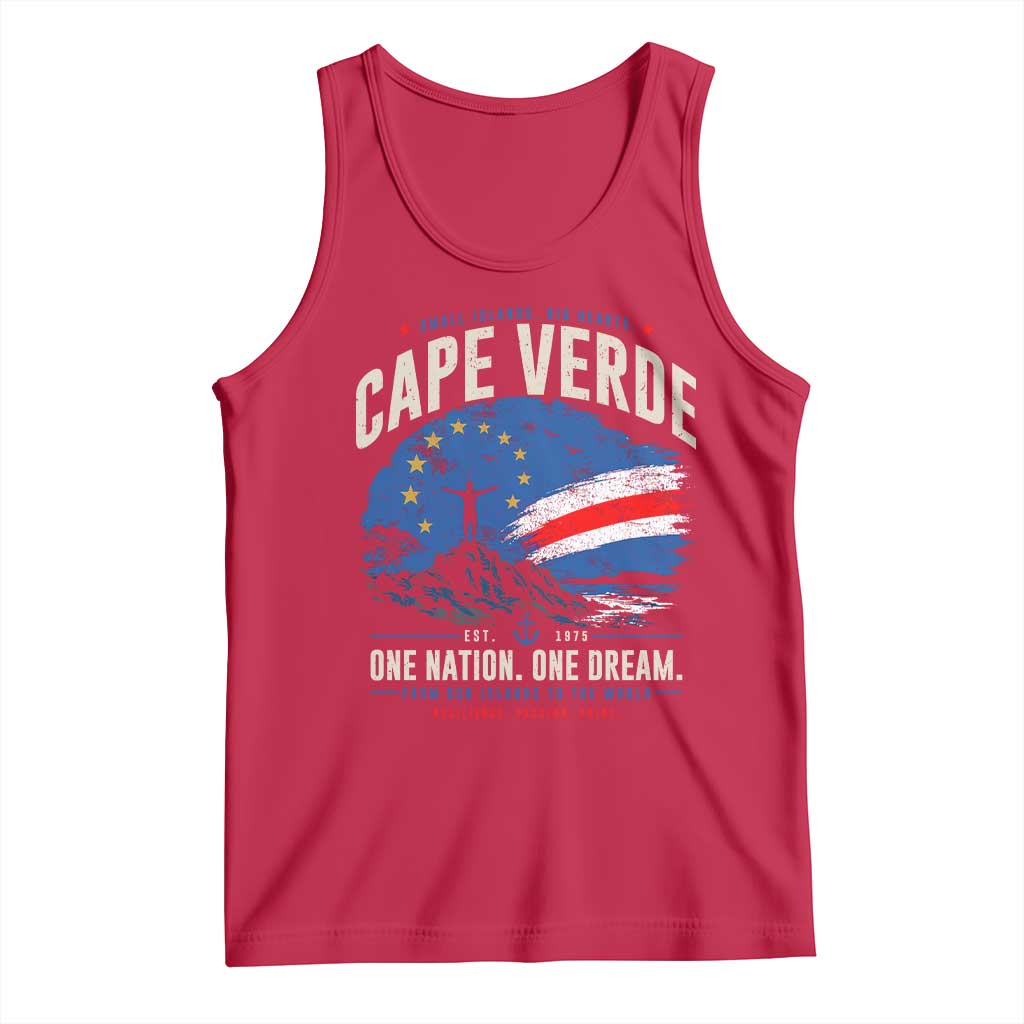 Cape Verde Small Islands Big Hearts Pride Tank Top Cabo Verde One Nation One Dream Distressed Flag