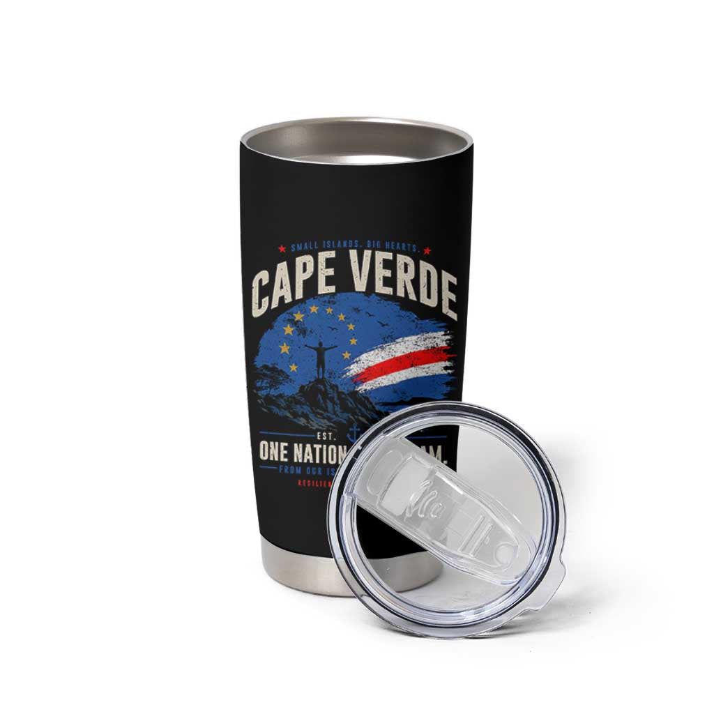 Cape Verde Small Islands Big Hearts Pride Tumbler Cup Cabo Verde One Nation One Dream Distressed Flag