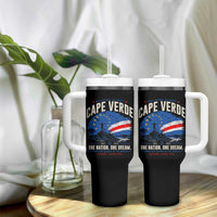 Cape Verde Small Islands Big Hearts Pride Tumbler With Handle Cabo Verde One Nation One Dream Distressed Flag