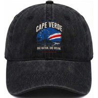 Cape Verde Small Islands Big Hearts Pride Washed Cotton Baseball Cap Cabo Verde One Nation One Dream Distressed Flag