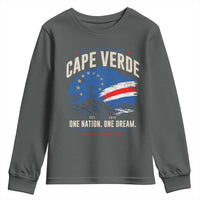 Cape Verde Small Islands Big Hearts Pride Youth Sweatshirt Cabo Verde One Nation One Dream Distressed Flag
