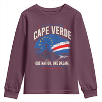 Cape Verde Small Islands Big Hearts Pride Youth Sweatshirt Cabo Verde One Nation One Dream Distressed Flag