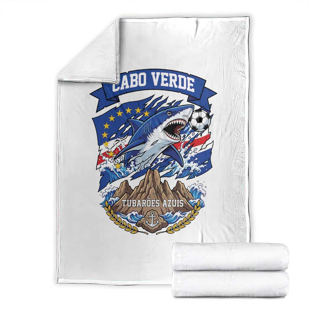 Cabo Verde Tubarões Azuis Soccer Pride Throw Blanket Cape Verde Blue Sharks Football Fans