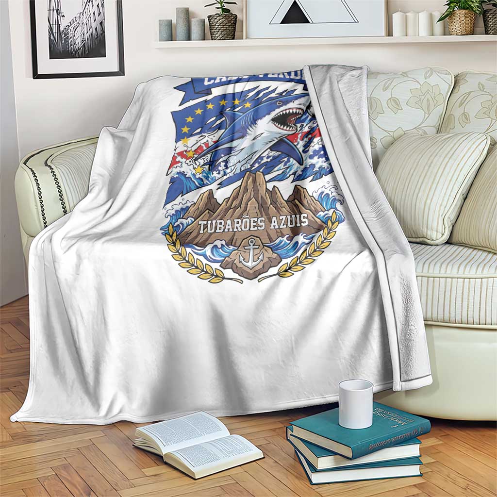 Cabo Verde Tubarões Azuis Soccer Pride Throw Blanket Cape Verde Blue Sharks Football Fans