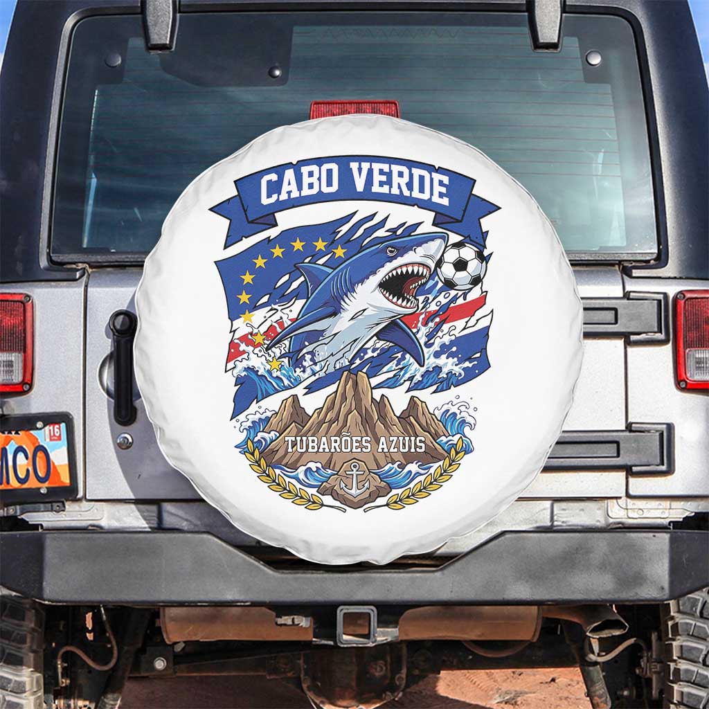 Cabo Verde Tubarões Azuis Soccer Pride Spare Tire Cover Cape Verde Blue Sharks Football Fans