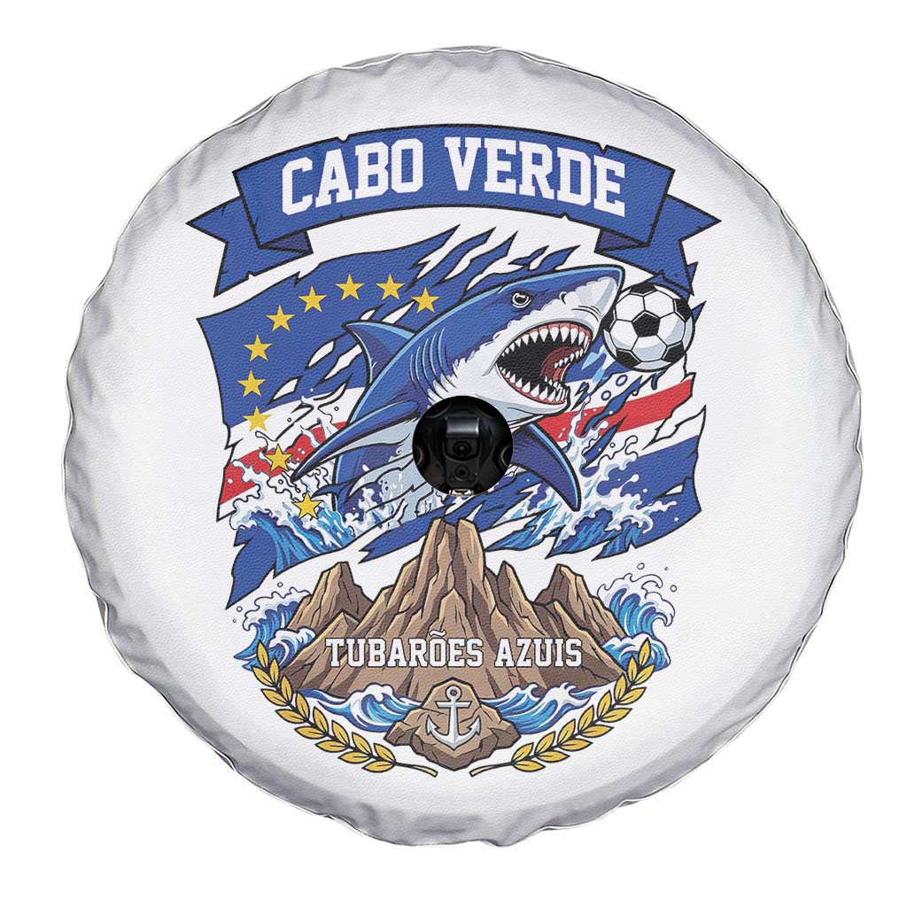 Cabo Verde Tubarões Azuis Soccer Pride Spare Tire Cover Cape Verde Blue Sharks Football Fans