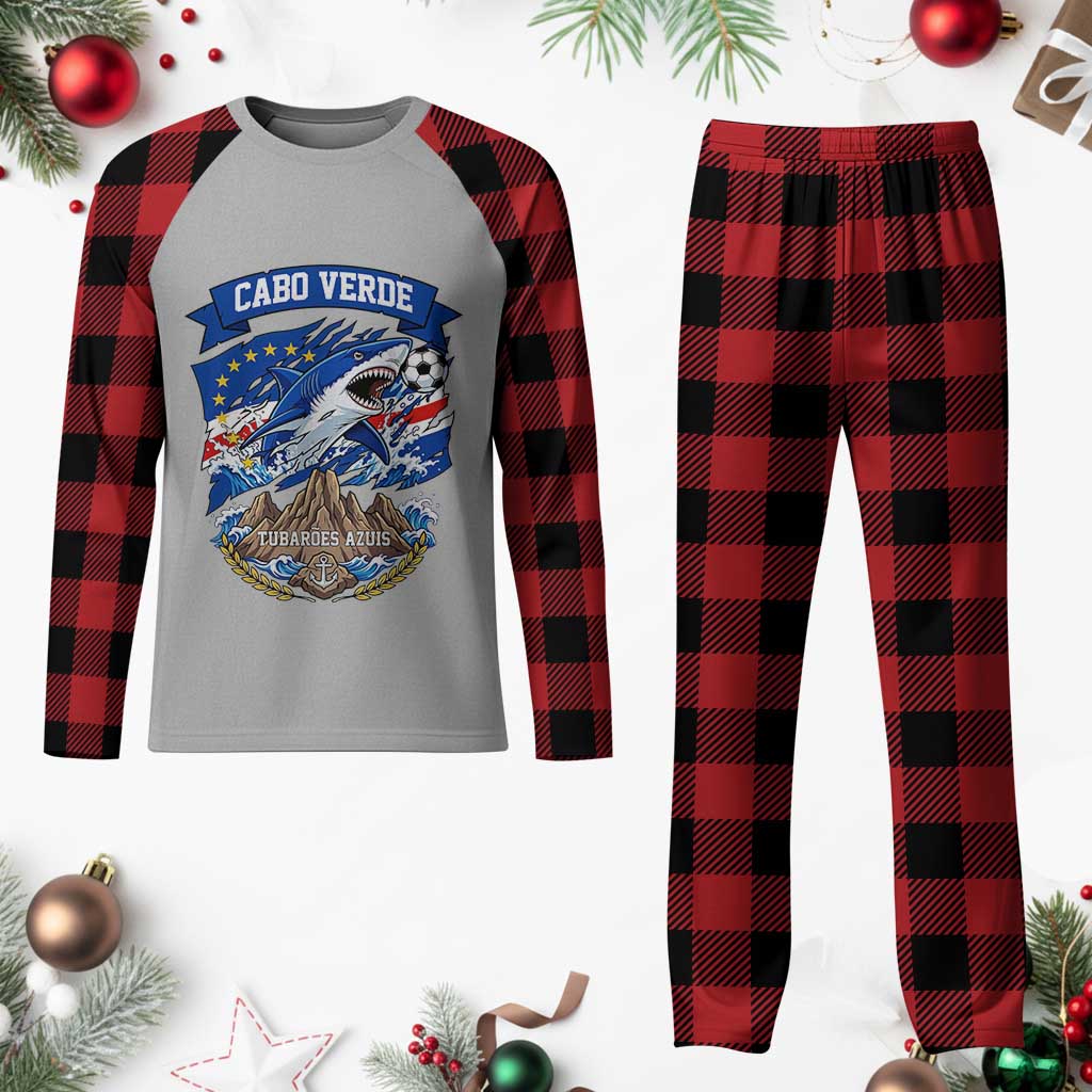 Cabo Verde Tubarões Azuis Soccer Pride Plaid Pajama Set Cape Verde Blue Sharks Football Fans