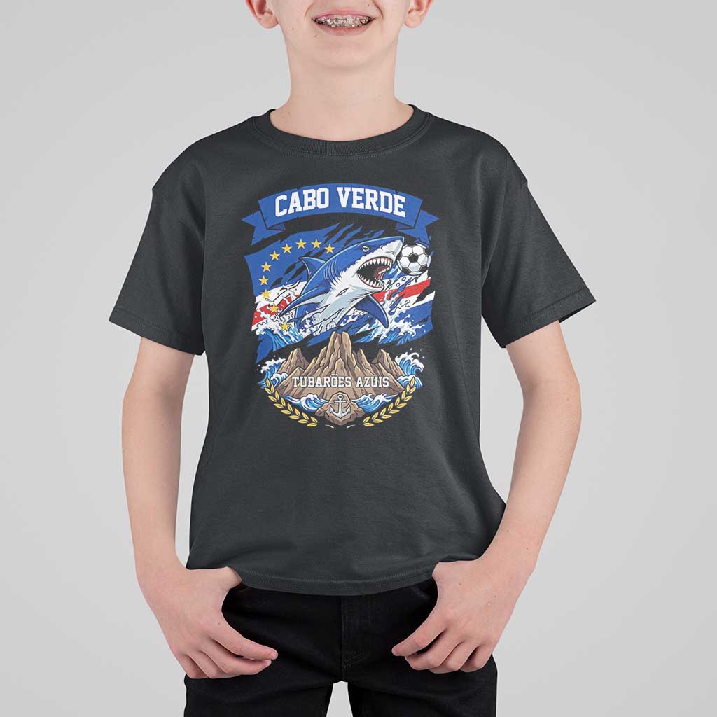 Cabo Verde Tubarões Azuis Soccer Pride T Shirt For Kid Cape Verde Blue Sharks Football Fans